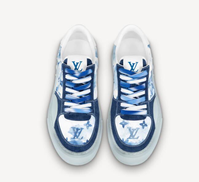               Blue Watercolor Monogram Flowers shoes     llie sneaker  2