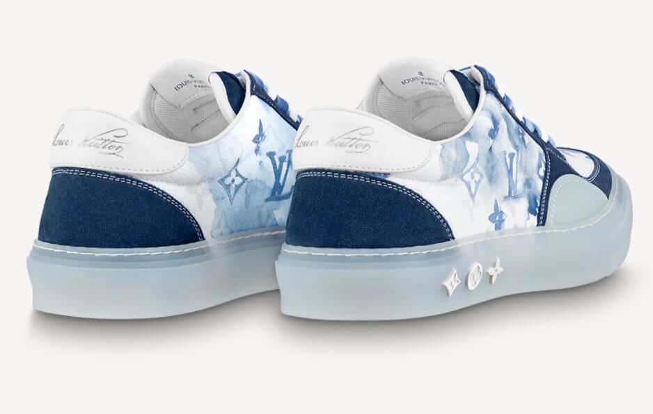               Blue Watercolor Monogram Flowers shoes     llie sneaker  3