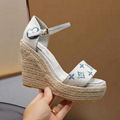 Louis Vuitton STARBOARD WEDGE SANDAL LV Monogram embroidered canvas heel wedge