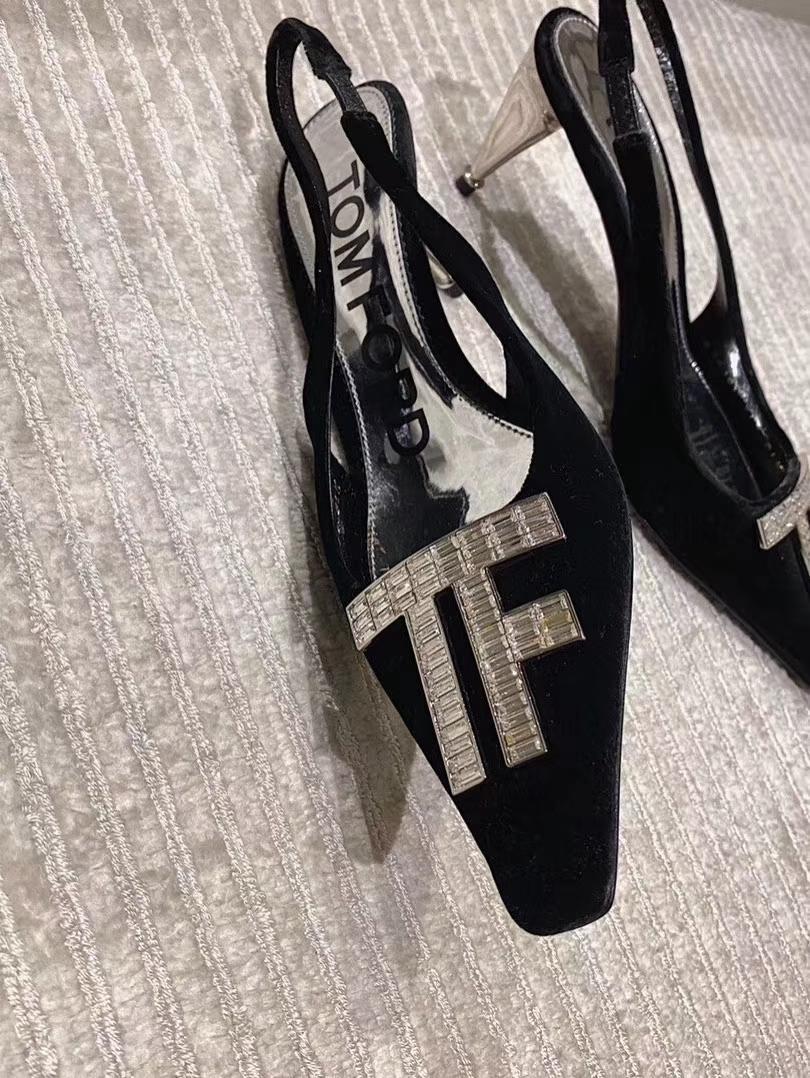 TOM FORD TF logo slingback pumps 