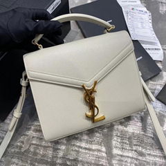 SAINT LAURENT Cassandra mini off-white leather top handle bag     MINI TOTE