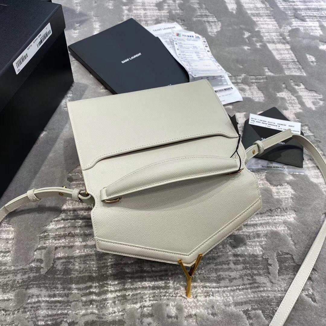 SAINT LAURENT Cassandra mini off-white leather top handle bag     MINI TOTE  2