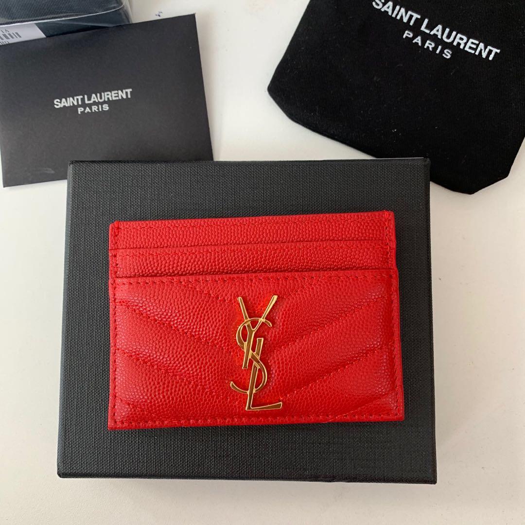 SAINT LAURENT Monogramme quilted textured-leather cardholder