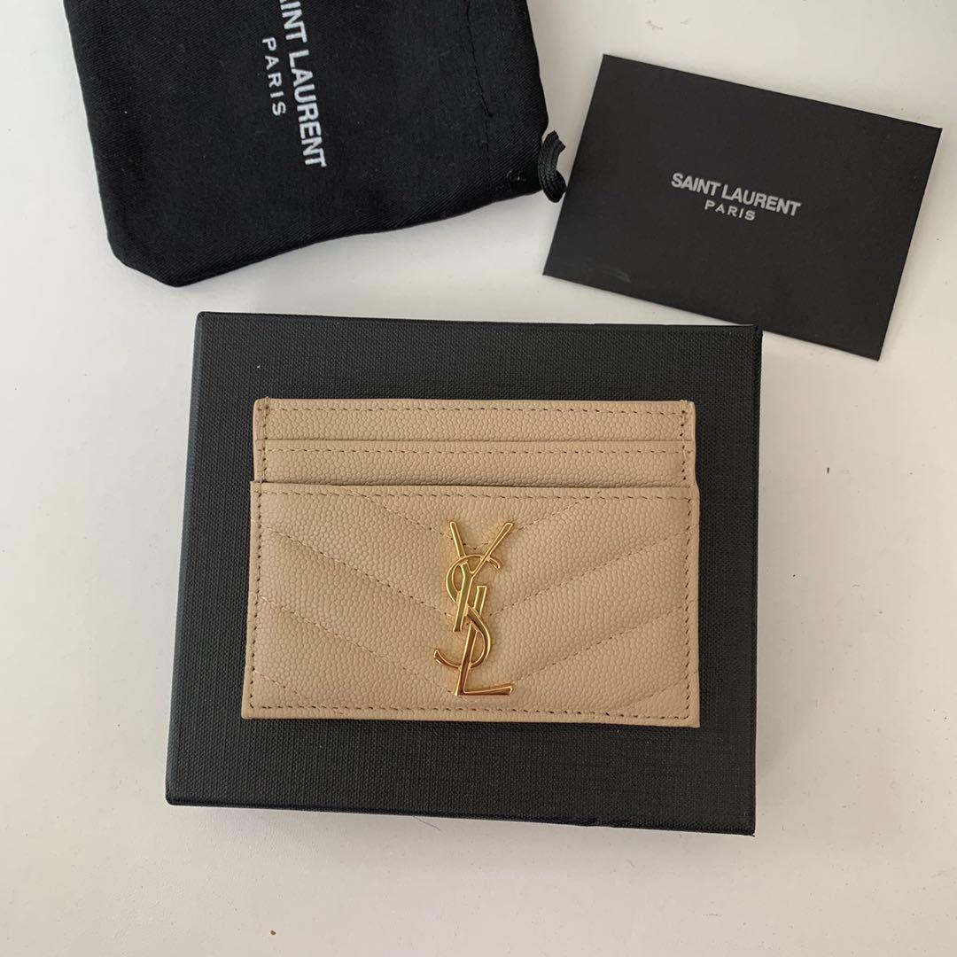 SAINT LAURENT Monogramme quilted textured-leather cardholder