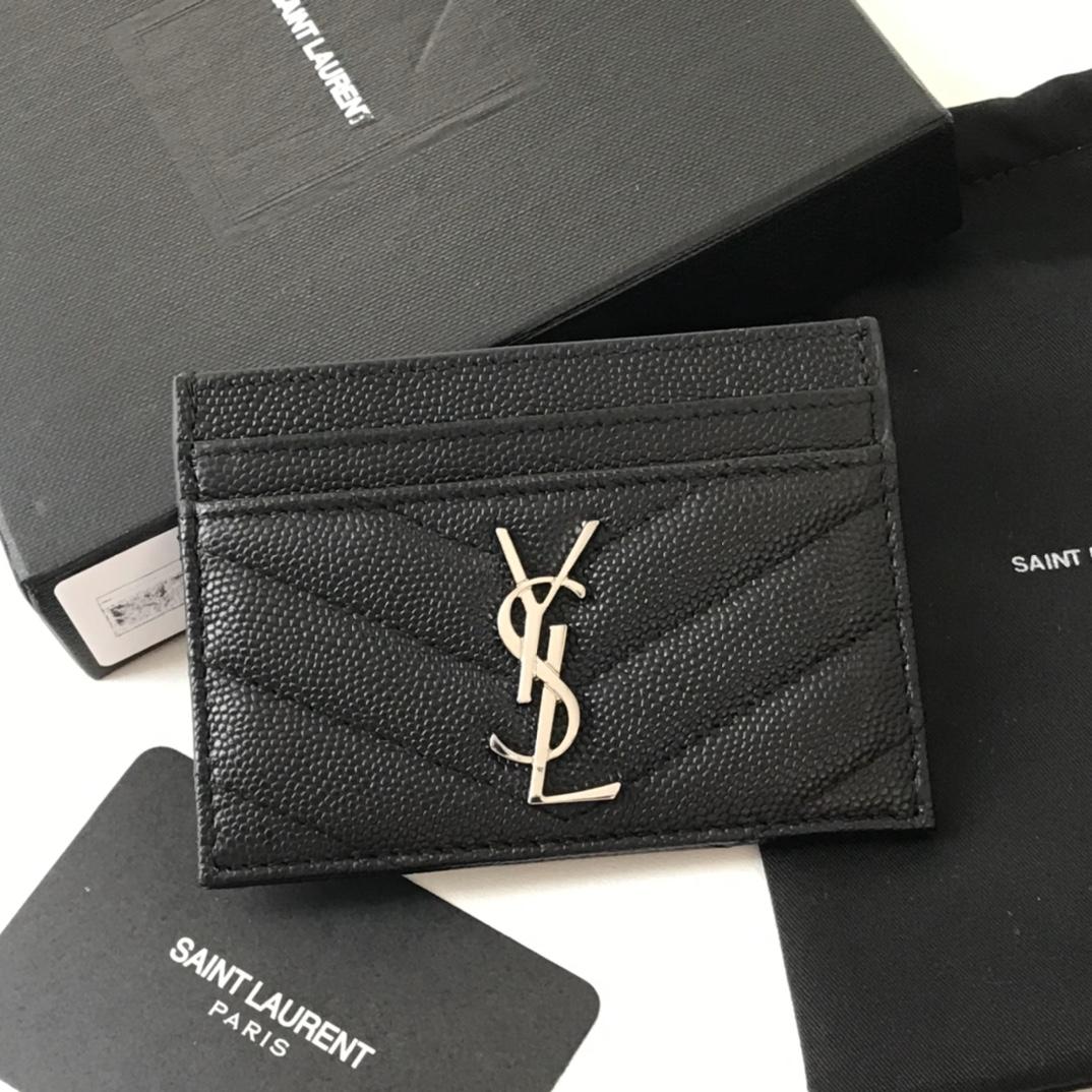 SAINT LAURENT Monogramme quilted textured-leather cardholder