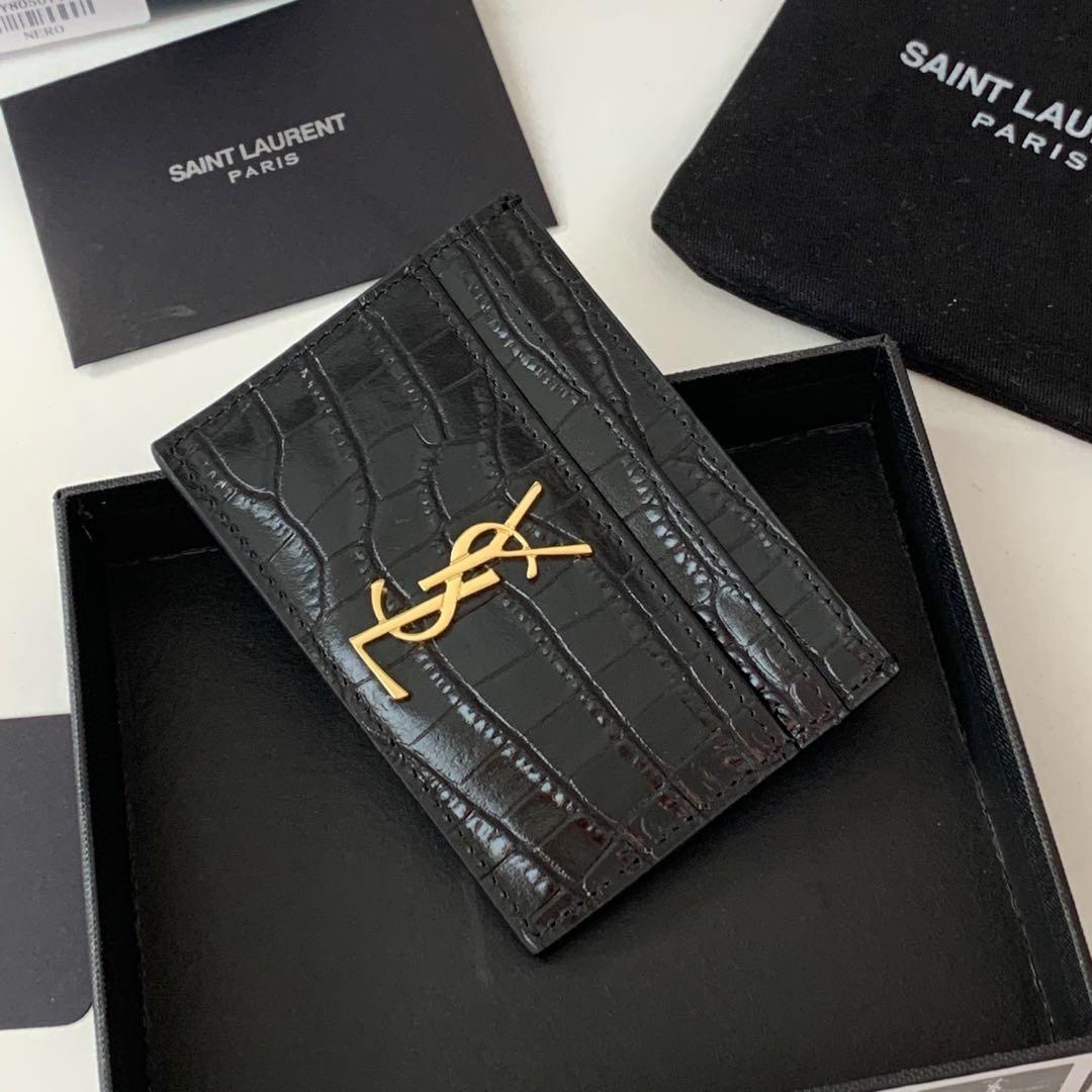 SAINT LAURENT Monogramme quilted textured-leather cardholder