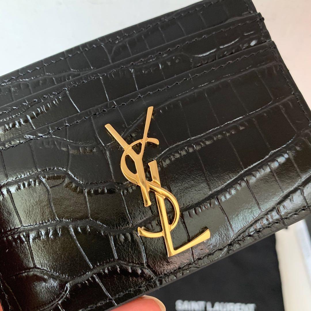 SAINT LAURENT Monogramme quilted textured-leather cardholder