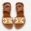 Louis Vuitton SIENNA FLAT SANDAL LV embroidered Initials strap sandals