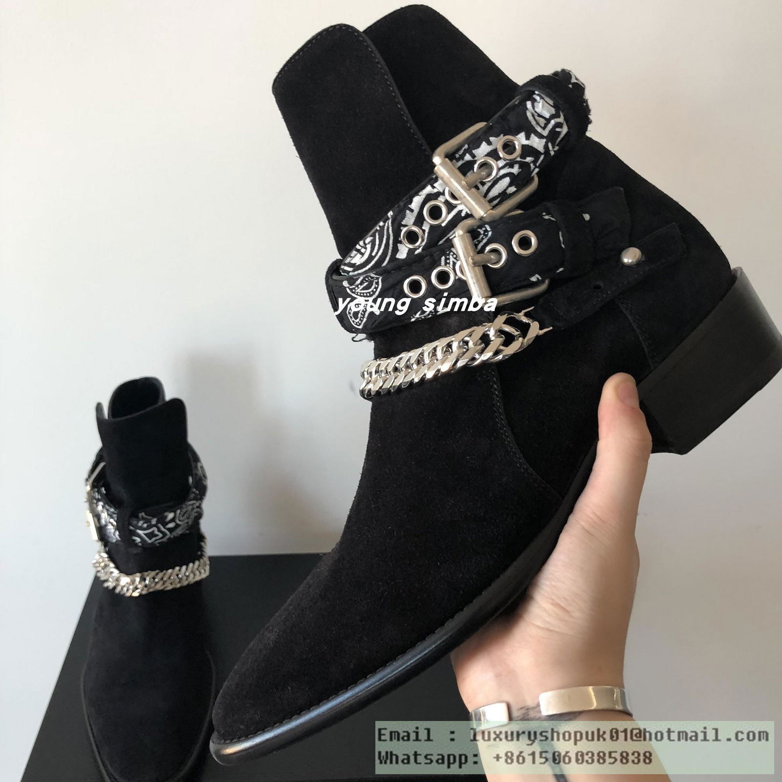 AMIRI Black Bandana Buckle Boots Men