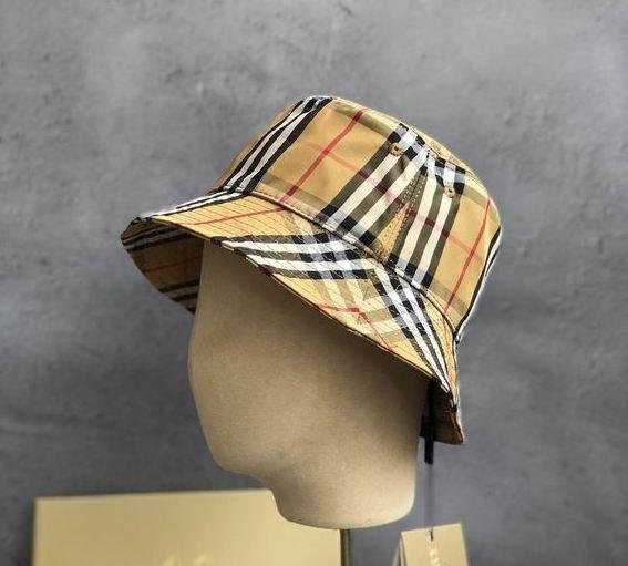 BURBERRY Checked cotton blend twill bucket hat Fashion sun hat