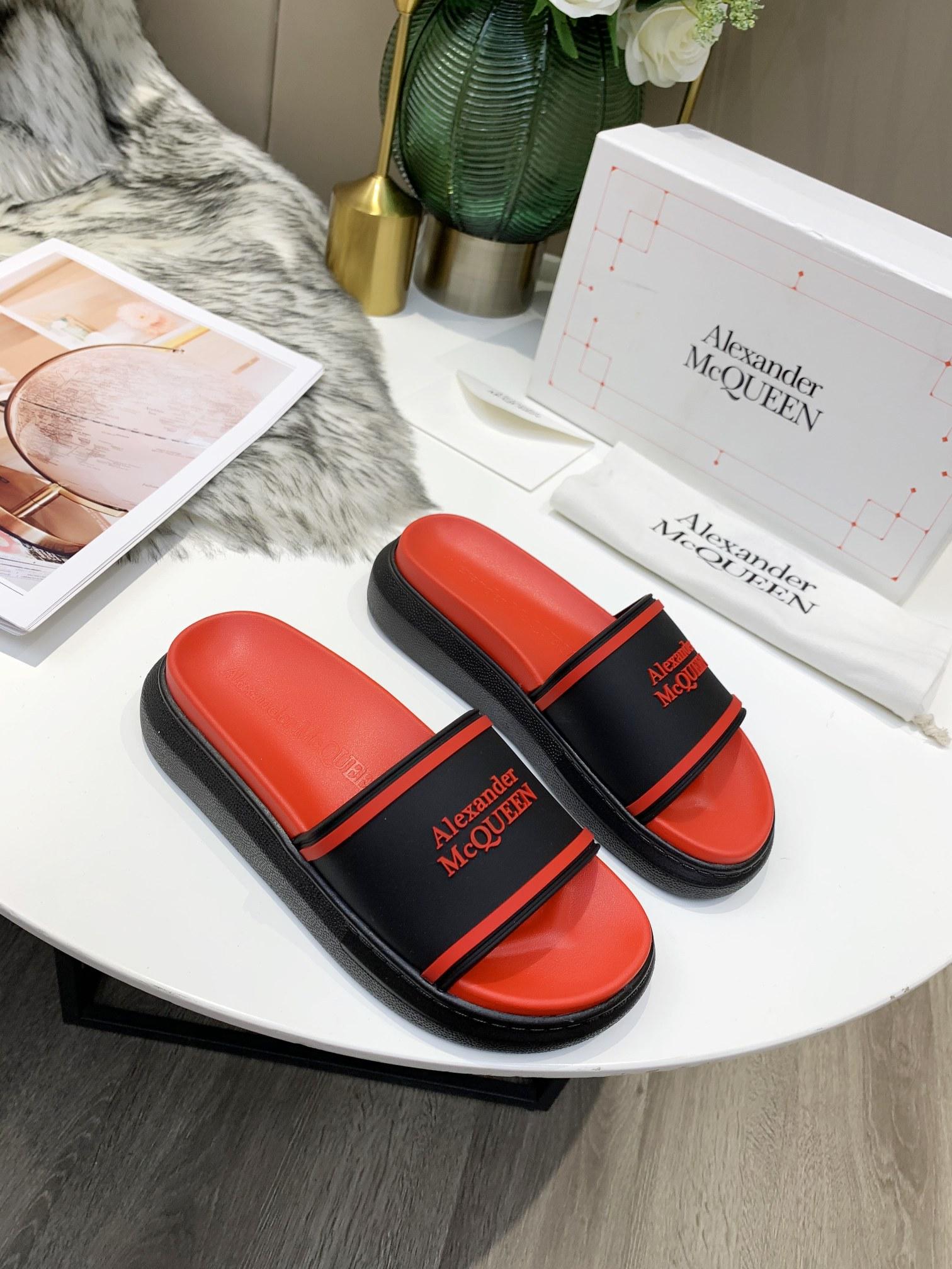 Alexander         logo-print slides         platform rubber debossed slides  4