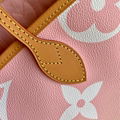 Louis Vuitton Neverfull MM tote bag with flower charm LV Peach Mist Brume Bag