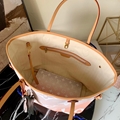 Louis Vuitton Neverfull MM tote bag with flower charm LV Peach Mist Brume Bag