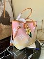 Louis Vuitton Neverfull MM tote bag with flower charm LV Peach Mist Brume Bag