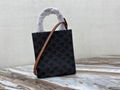 CELINE MINI VERTICAL CABAS IN TRIOMPHE CANVAS AND CALFSKIN WITH CELINE PRINT