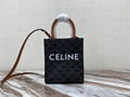 CELINE MINI VERTICAL CABAS IN TRIOMPHE CANVAS AND CALFSKIN WITH CELINE PRINT