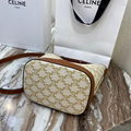 CELINE SMALL BUCKET IN TRIOMPHE CANVAS AND CALFSKIN WHITE CELINE CROSS-BODY BAG