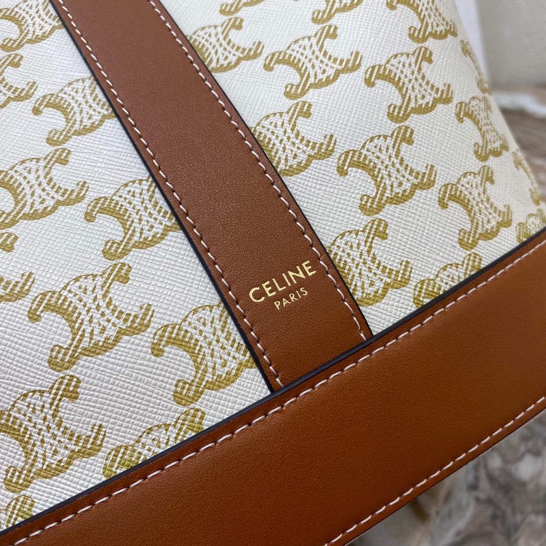        SMALL BUCKET IN TRIOMPHE CANVAS AND CALFSKIN WHITE        CROSS-BODY BAG 6