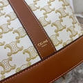 CELINE SMALL BUCKET IN TRIOMPHE CANVAS AND CALFSKIN WHITE CELINE CROSS-BODY BAG