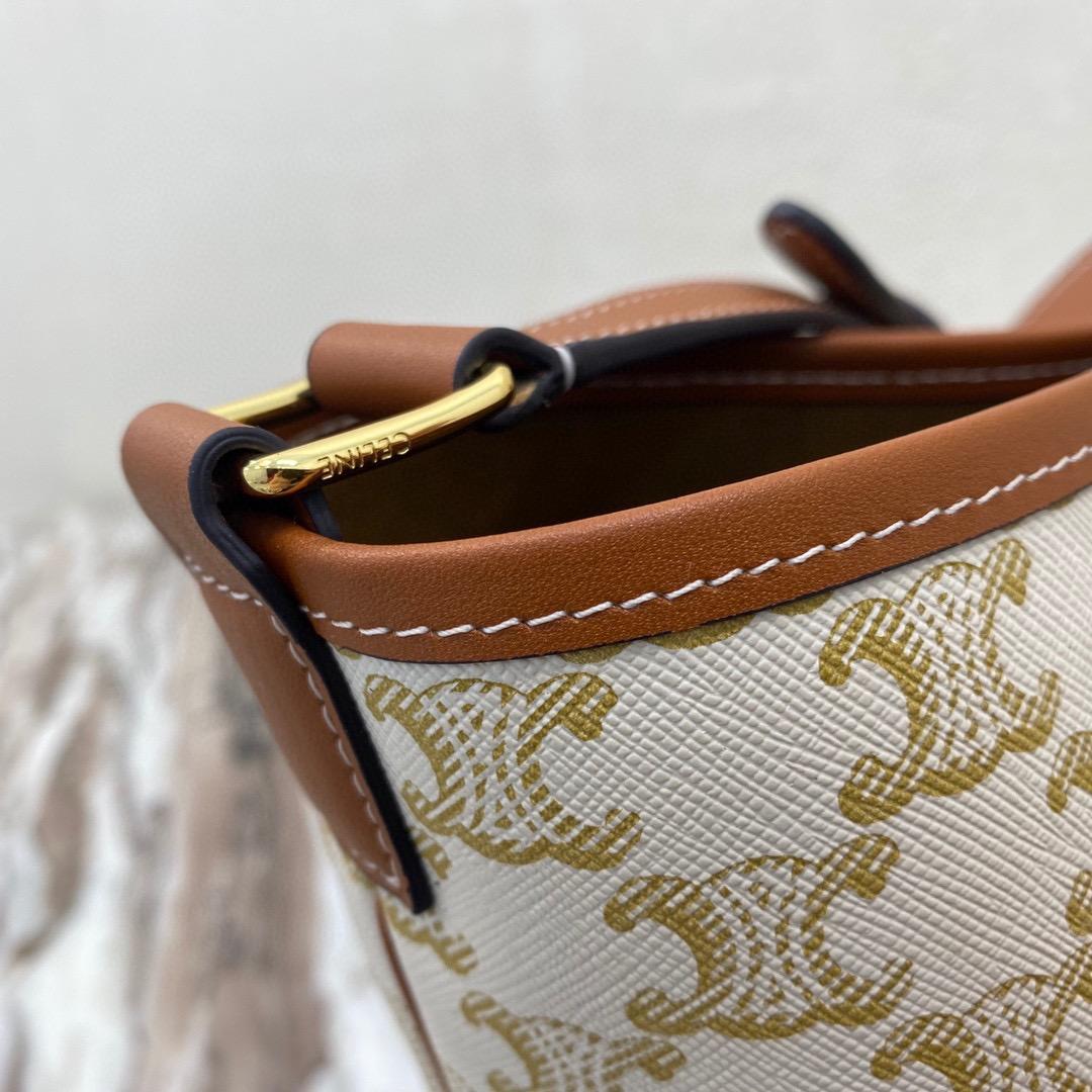        SMALL BUCKET IN TRIOMPHE CANVAS AND CALFSKIN WHITE        CROSS-BODY BAG 12