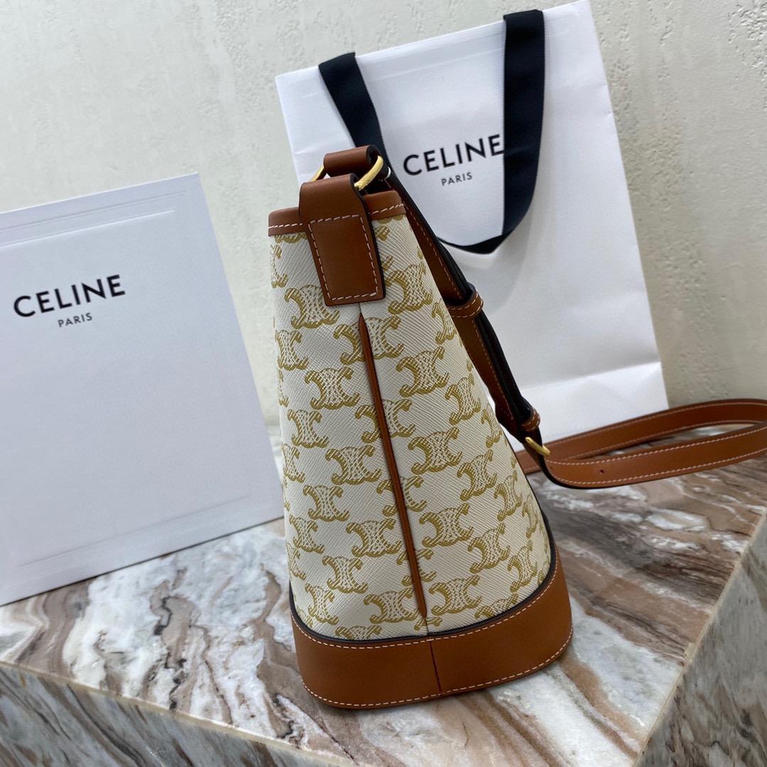        SMALL BUCKET IN TRIOMPHE CANVAS AND CALFSKIN WHITE        CROSS-BODY BAG 15