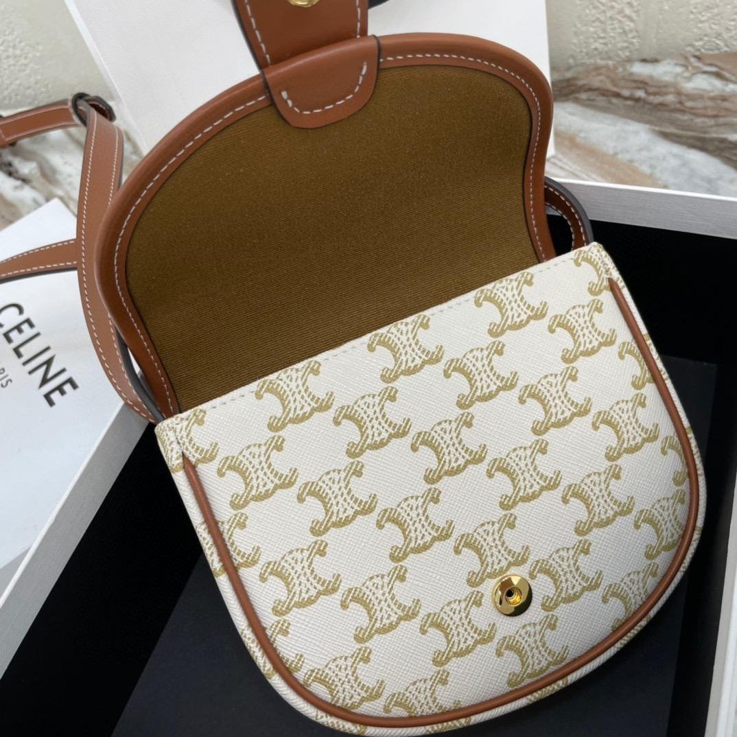        MINI BESACE IN TRIOMPHE CANVAS AND CALFSKIN WHITE        CROSSBODY BAG 3