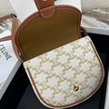 CELINE MINI BESACE IN TRIOMPHE CANVAS AND CALFSKIN WHITE CELINE CROSSBODY BAG