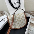 CELINE MINI BESACE IN TRIOMPHE CANVAS AND CALFSKIN WHITE CELINE CROSSBODY BAG