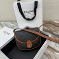 CELINE MINI BESACE IN TRIOMPHE CANVAS AND CALFSKIN WHITE CELINE CROSSBODY BAG