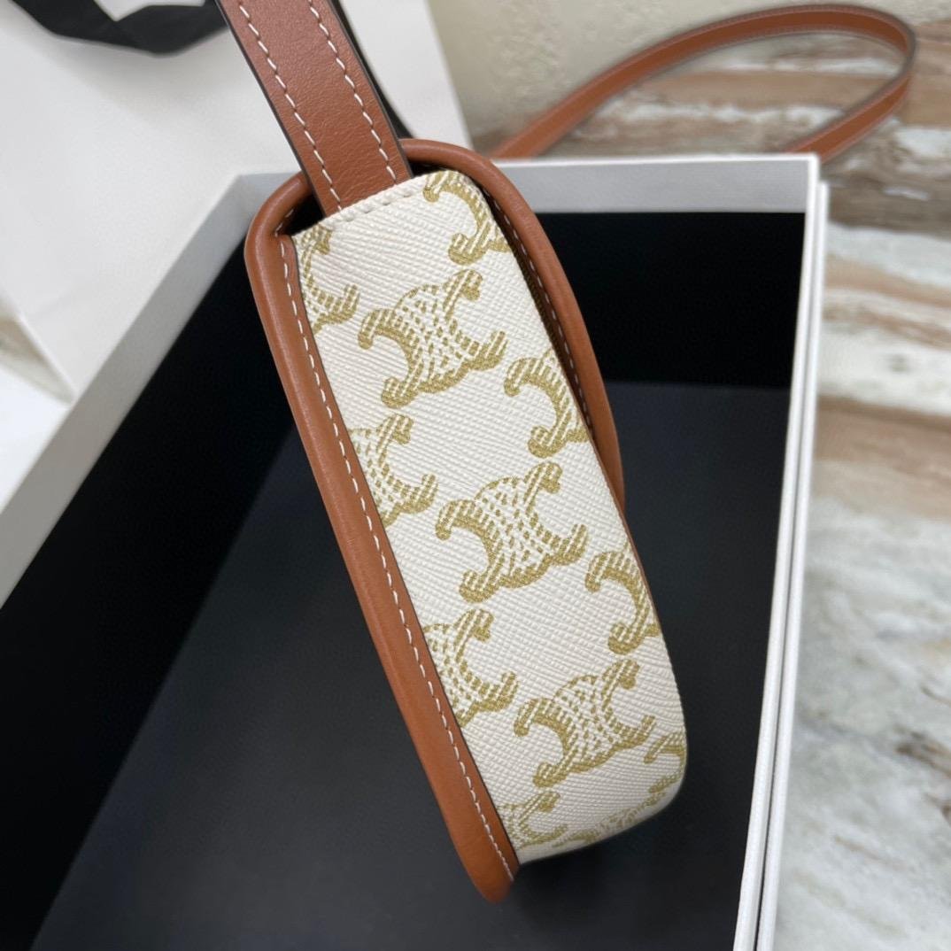        MINI BESACE IN TRIOMPHE CANVAS AND CALFSKIN WHITE        CROSSBODY BAG 4