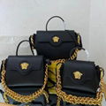 Versace LA MEDUSA Black HANDBAG WITH GOLD MEDUSA HEARD CHAIN SHOULDER BAGS 