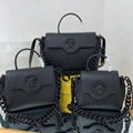 Versace LA MEDUSA Black HANDBAG WITH GOLD MEDUSA HEARD CHAIN SHOULDER BAGS 