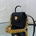 Versace LA MEDUSA Black HANDBAG WITH GOLD MEDUSA HEARD CHAIN SHOULDER BAGS 