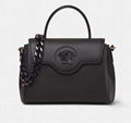 Versace LA MEDUSA Black HANDBAG WITH GOLD MEDUSA HEARD CHAIN SHOULDER BAGS 