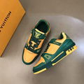 Louis Vuitton LV Unisex LV Trainer Sneaker Green Monogram Embossed Grained Calf 