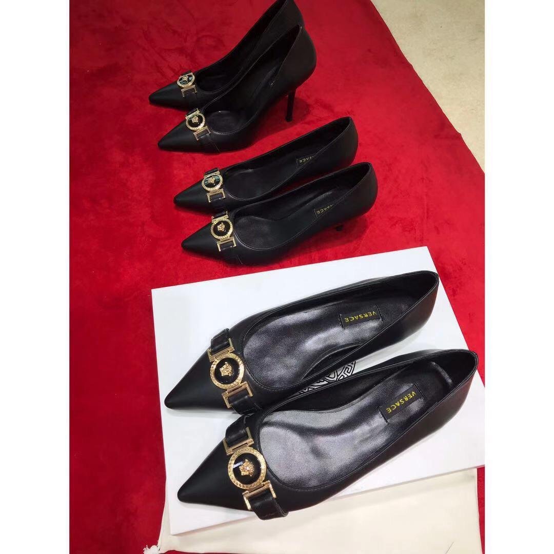          Leather Medusa Icon Pumps Shoes Ladies high heel pumps