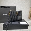 Yves Saint Laurent Matelasse Leather Monogram Clutch Bag in beige Ysl clutch
