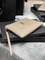 Yves Saint Laurent Matelasse Leather Monogram Clutch Bag in beige Ysl clutch