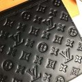 Louis Vuitton Black leather Pochette LV monogram clutches men