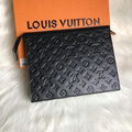 Louis Vuitton Black leather Pochette LV monogram clutches men