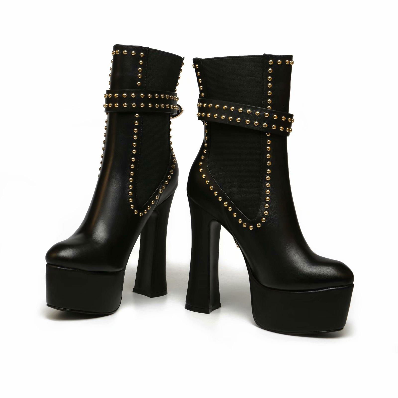 Versace Studded Leather Platform Ankle Boots