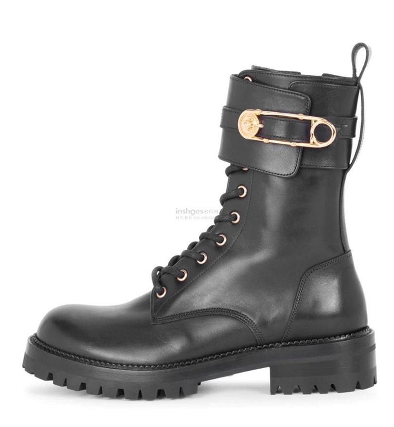         Safety Pin Leather Boots women ankle boot  2