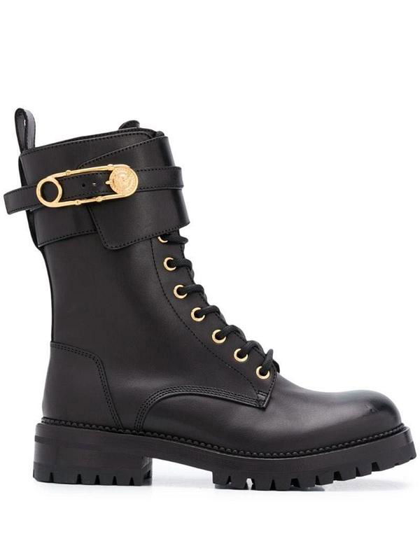 Versace Safety Pin Leather Boots