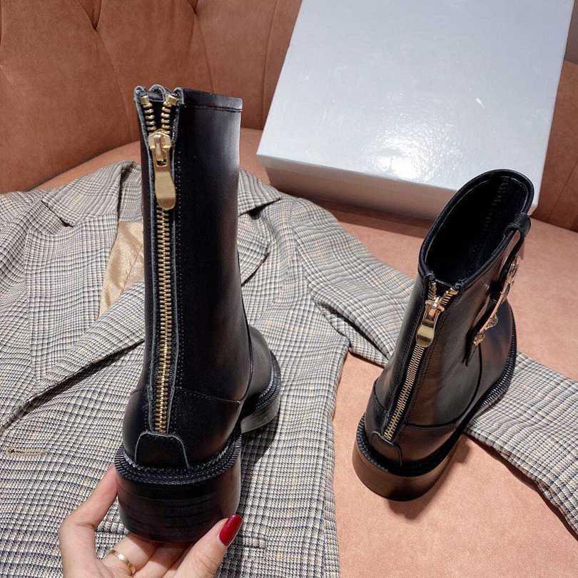 Versace Pin Leather Boots women ankle boot 