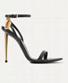 TOM FORD leather Padlock 105mm metallic heel sandals tomford ankle high heel 