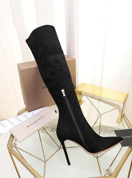 Gianvito Rossi Black Suede Over The Knee Boots black Women knee boots  4