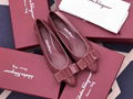 Salvatore Ferragamo Women's Vivanappa Sella Pointed Toe Logo Bow Leather Flats