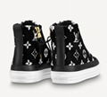 Louis Vuitton LV  black and white monogram velvet Stellar sneaker boot