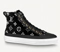 Louis Vuitton LV  black and white monogram velvet Stellar sneaker boot