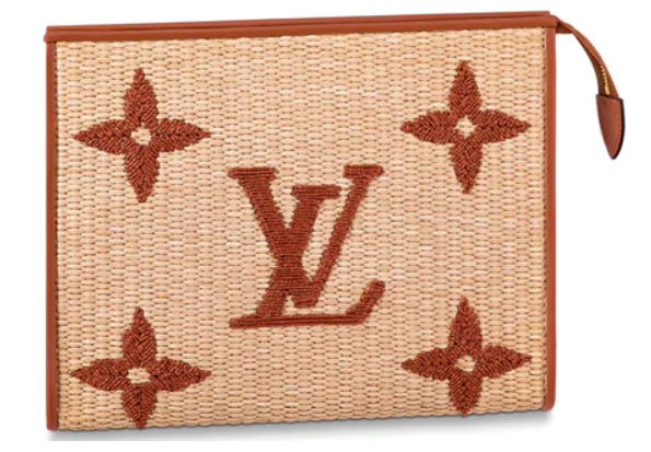 LOUIS VUITTON Raffia Monogram Giant Toiletry Pouch 26 Tan